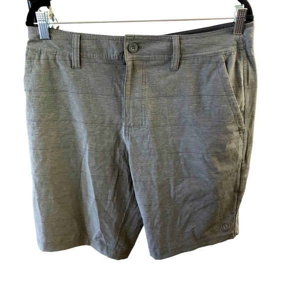 Hang Ten Shorts Men 32 Gray Black Front Zipper and Snap Closure  Drawstring - Picture 1 of 10
